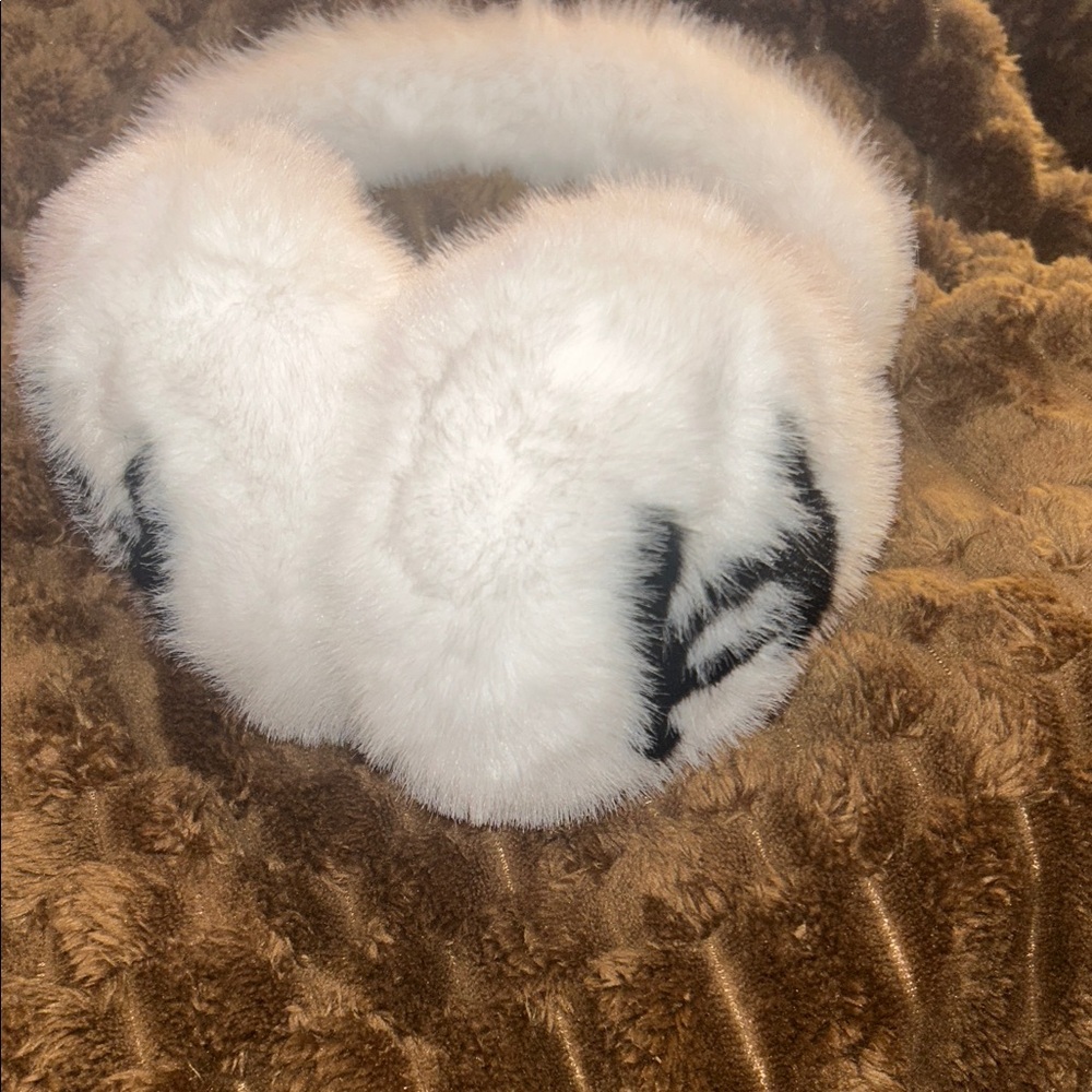 White and Black Fur Chanel Earmuffs